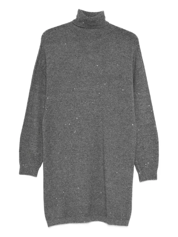 Liu Jo Embellished Turtleneck Women Sweater - Grey Liu Jo Embellished Turtleneck Women Sweater - Grey