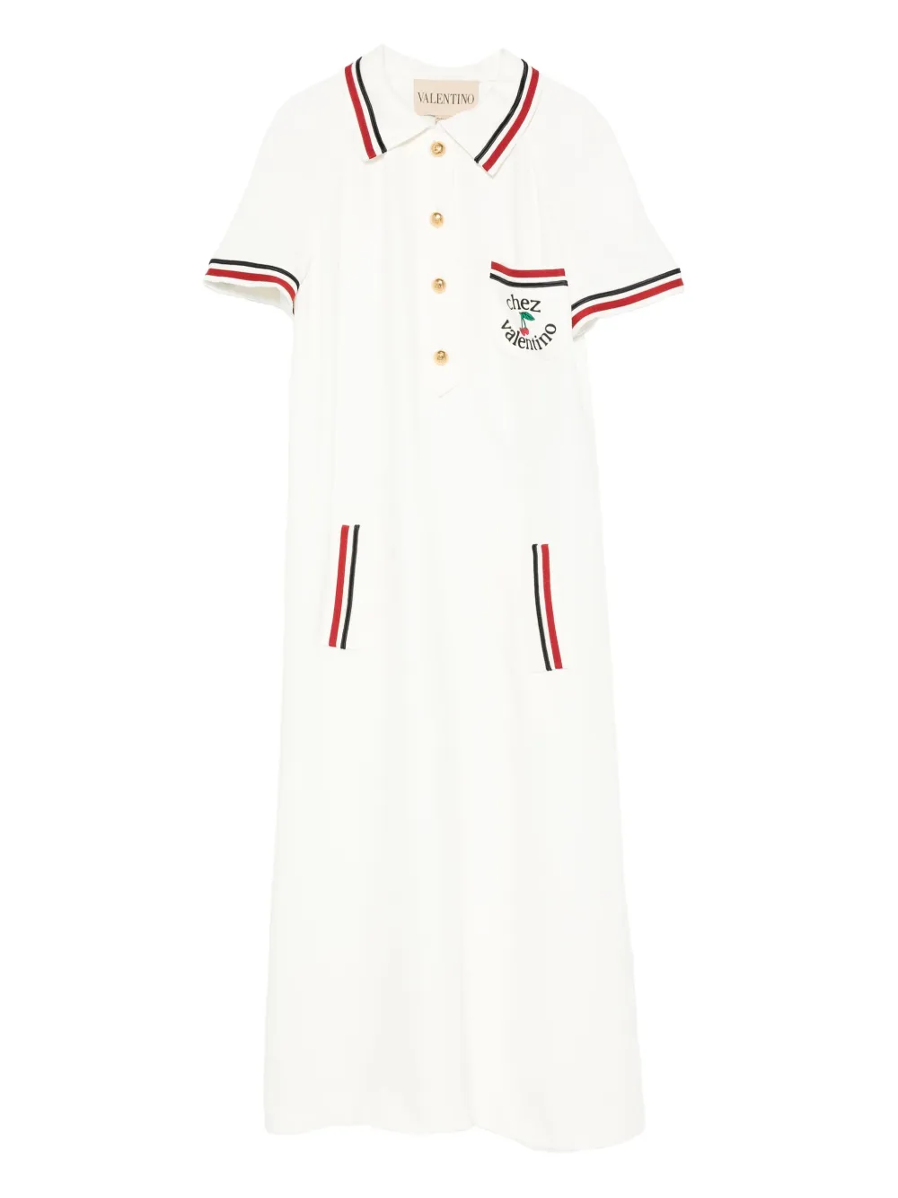 Valentino Garavani cherry-embellished polo midi dress | White | Image 1