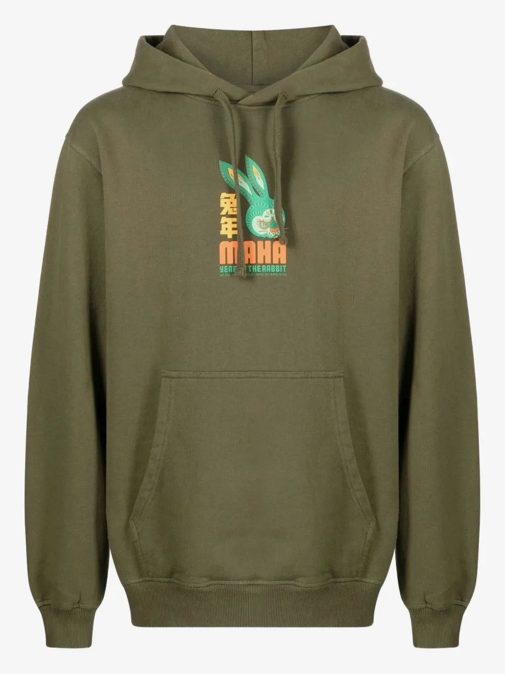 Maharishi rabbit-print cotton hoodie | Green | Image 1