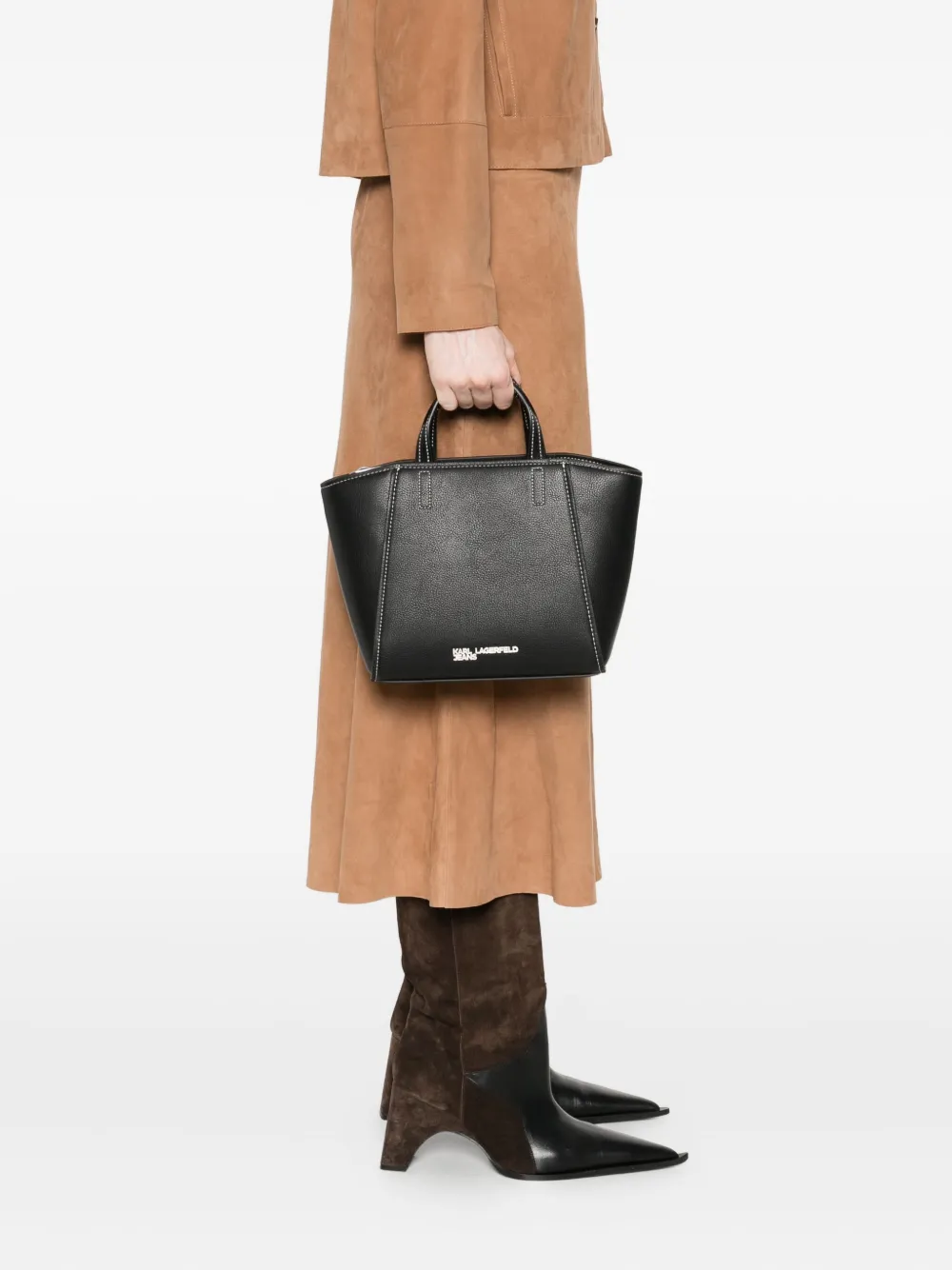 Karl Lagerfeld Shopper met contrasterende afwerking - Zwart