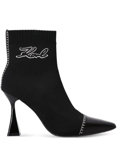 Karl Lagerfeld 100mm knitted leather-cap boots