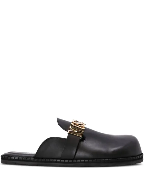Moschino logo-plaque leather mules