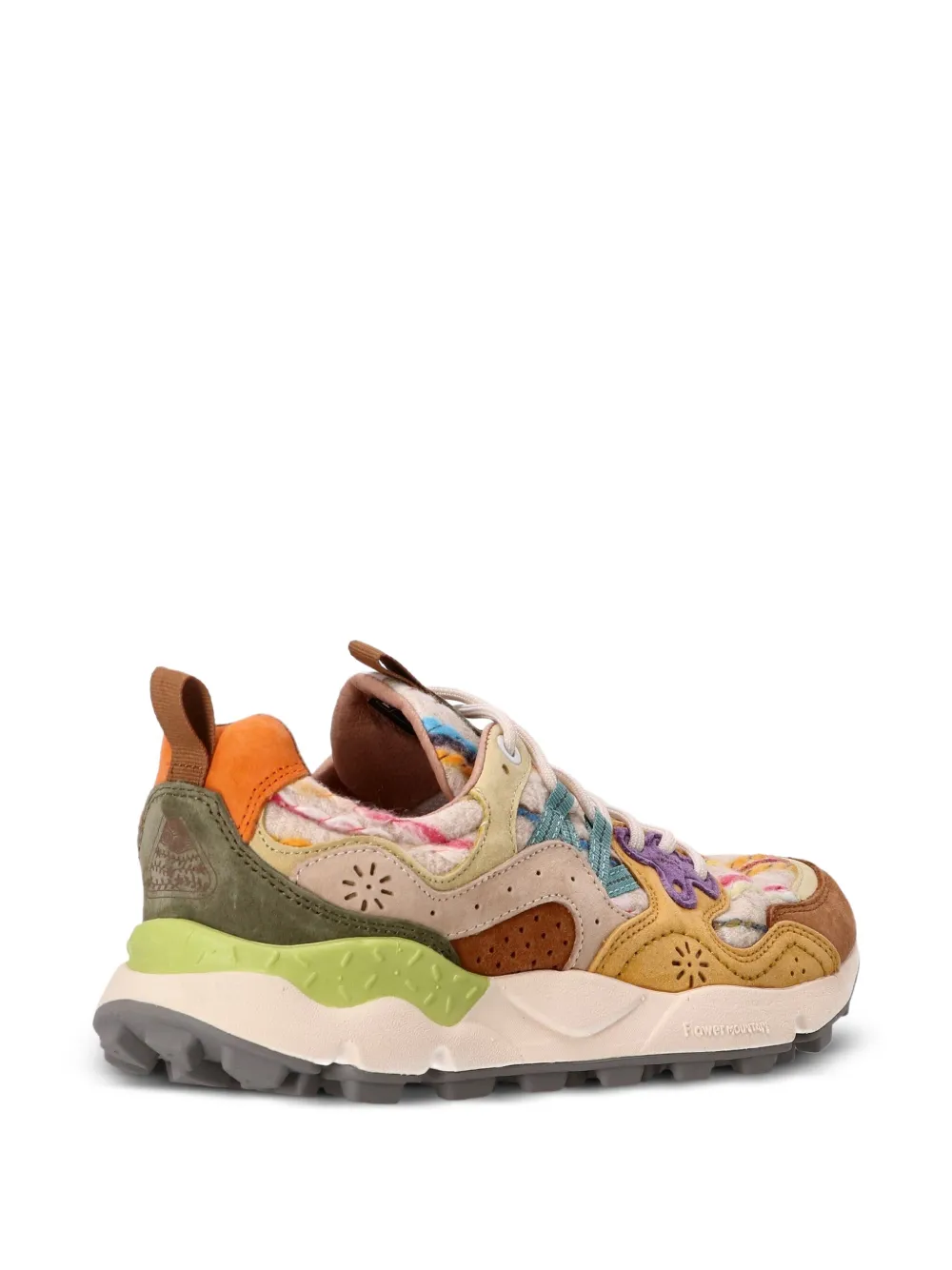 FLOWER MOUNTAIN Leren sneakers met patchwork Beige