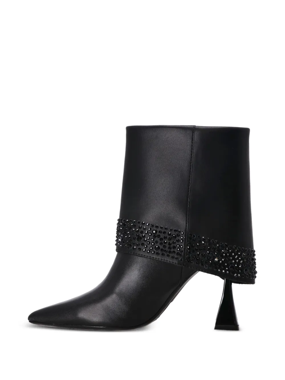Karl Lagerfeld Crystal-embellished Pointed-toe Boots In Black