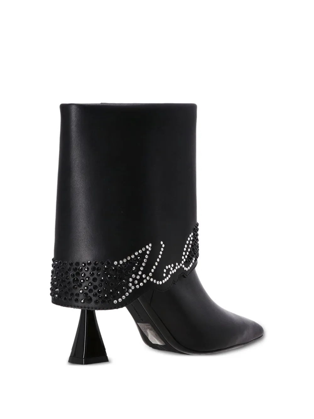 Karl Lagerfeld Crystal-embellished Pointed-toe Boots In Black