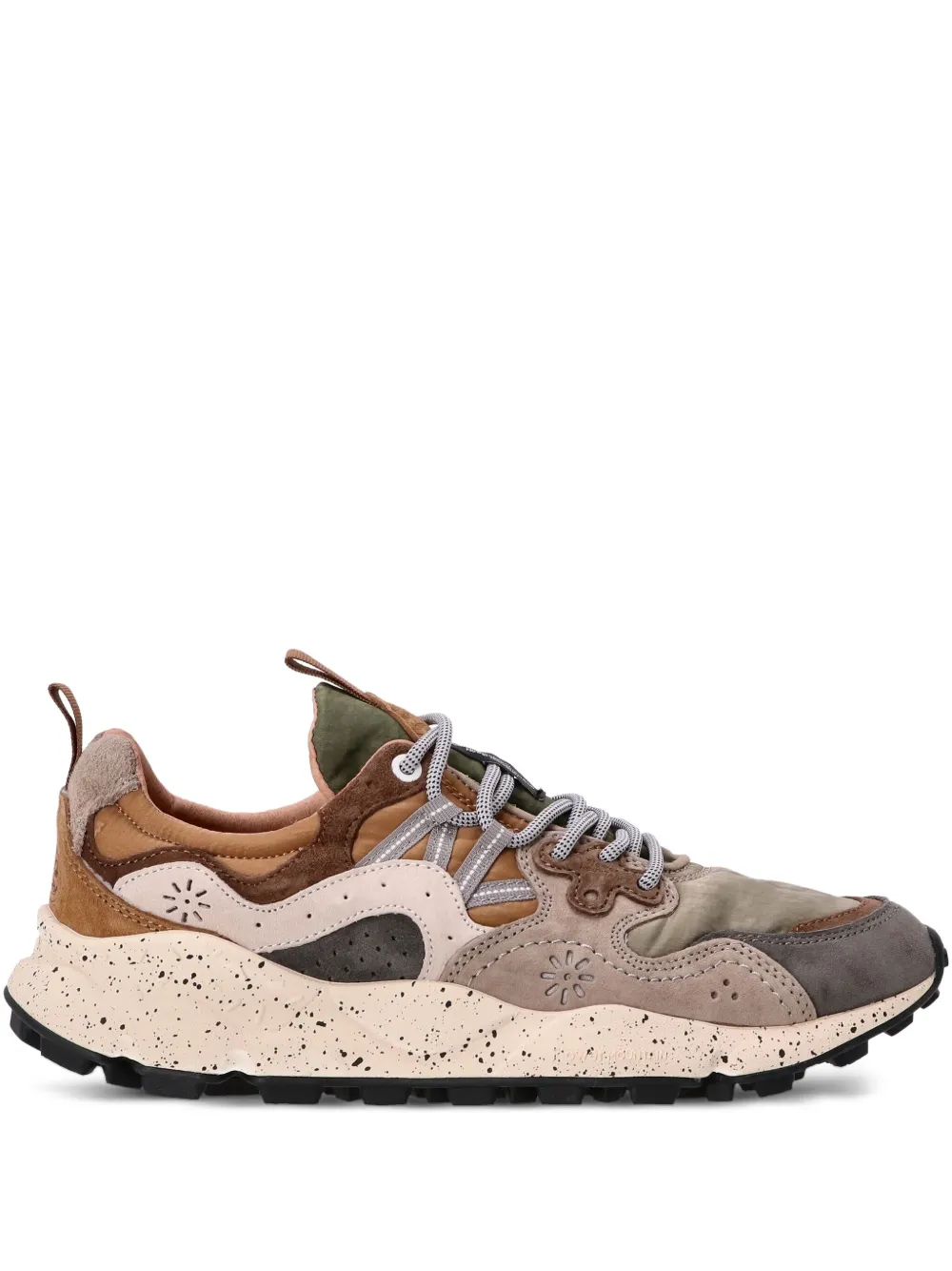 FLOWER MONTAIN leather panelled sneakers Brown