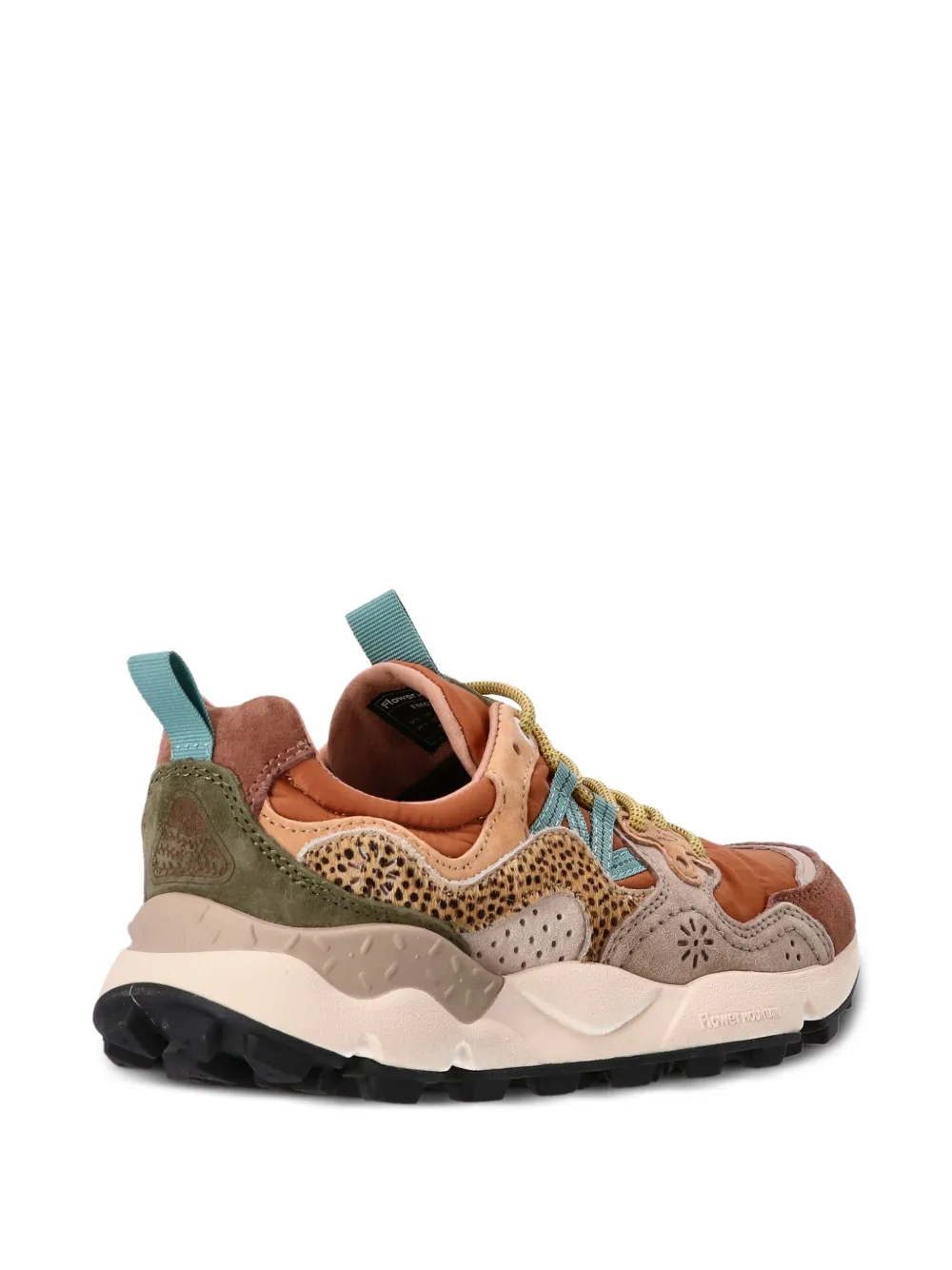 FLOWER MOUNTAIN Yamano 3 leren sneakers met vlakken Oranje