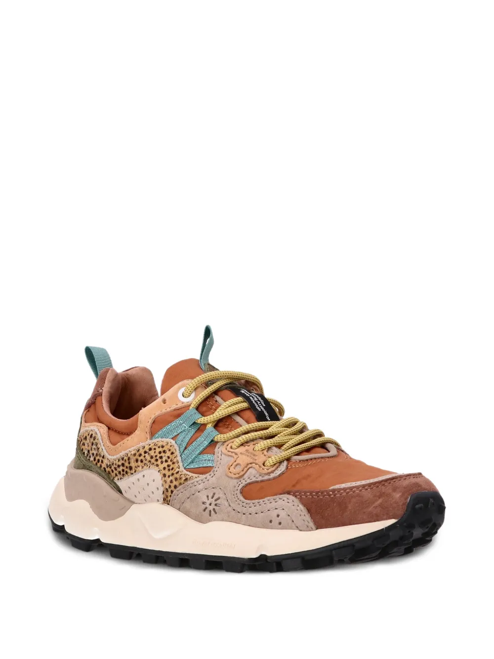 FLOWER MOUNTAIN Yamano 3 leren sneakers met vlakken Oranje