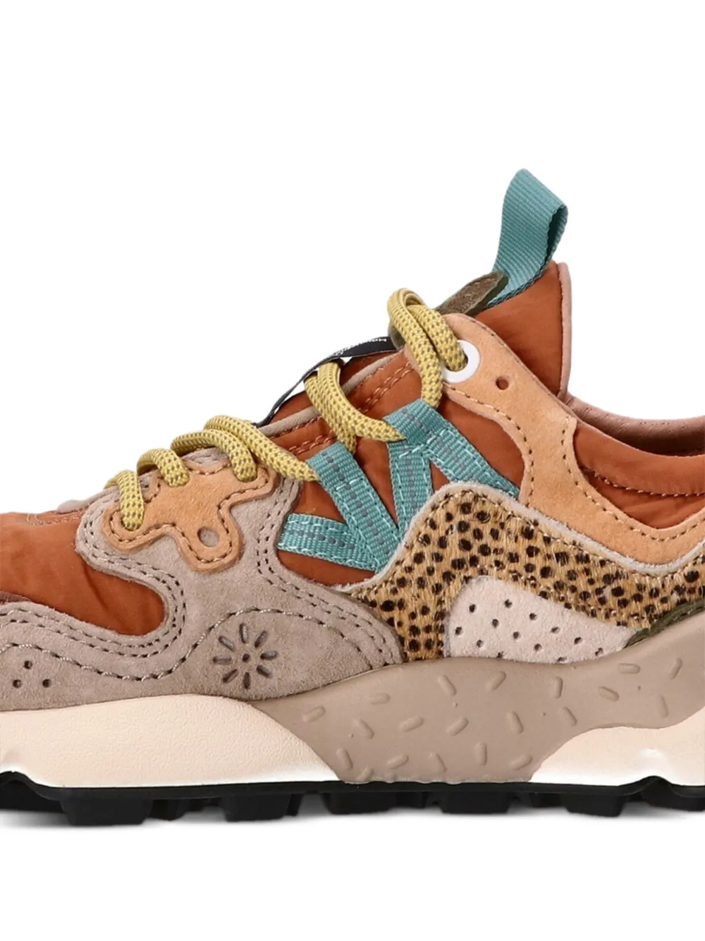 FLOWER MOUNTAIN Yamano 3 leren sneakers met vlakken Oranje