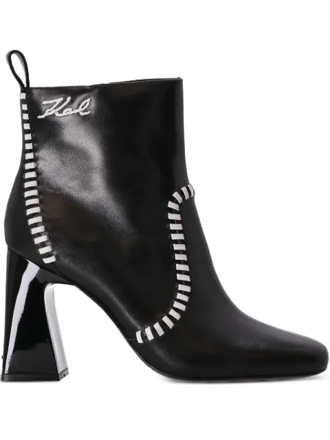 Karl Lagerfeld leather striped-detail boots