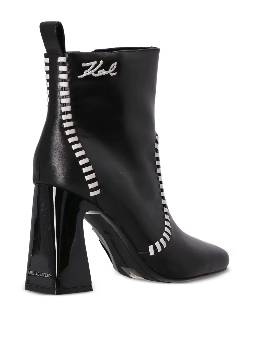 Karl Lagerfeld Leren laarzen met gestreept detail Zwart