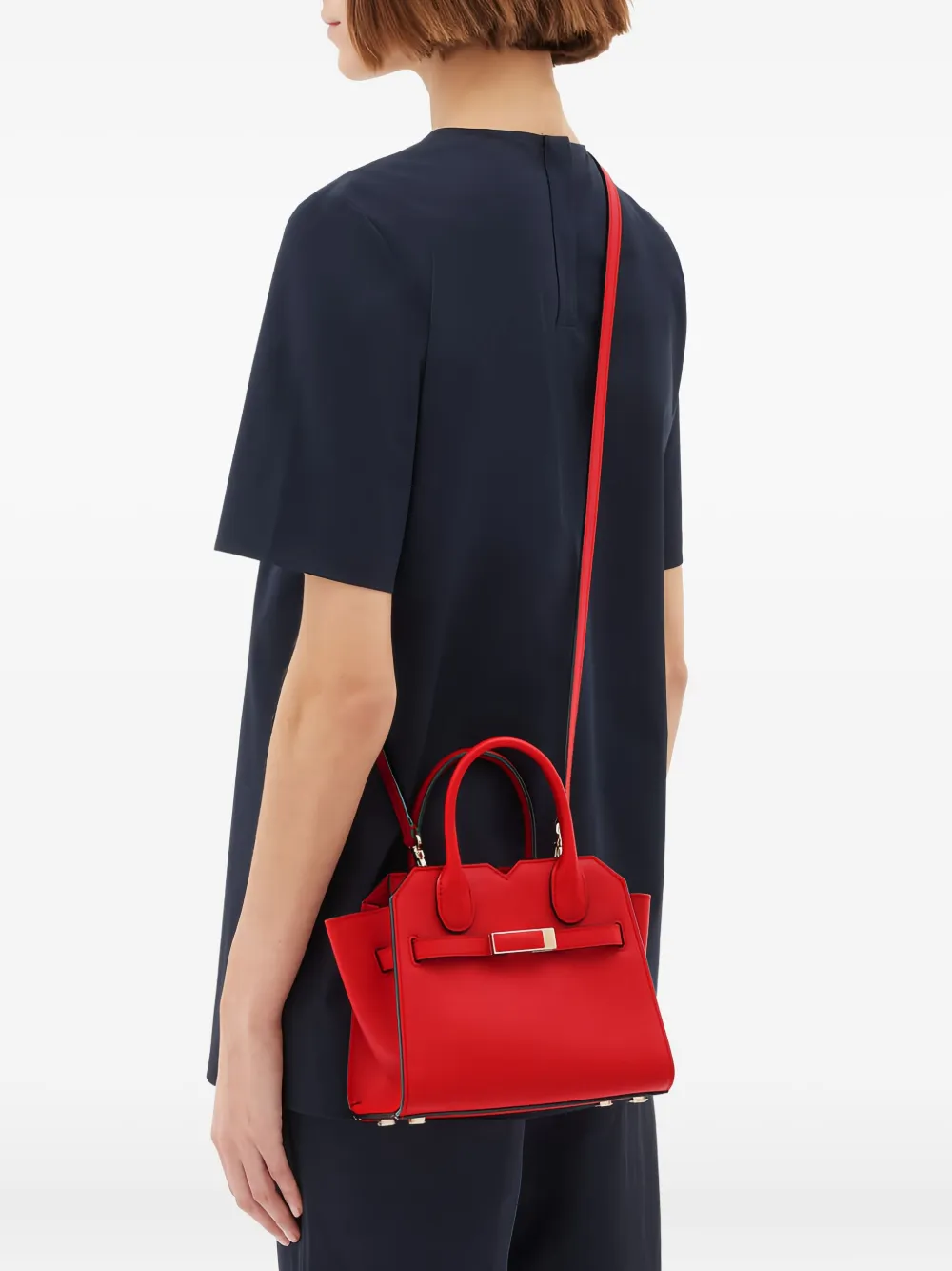 Valextra Milano buckle detachable-strap shoulder bag - Rood