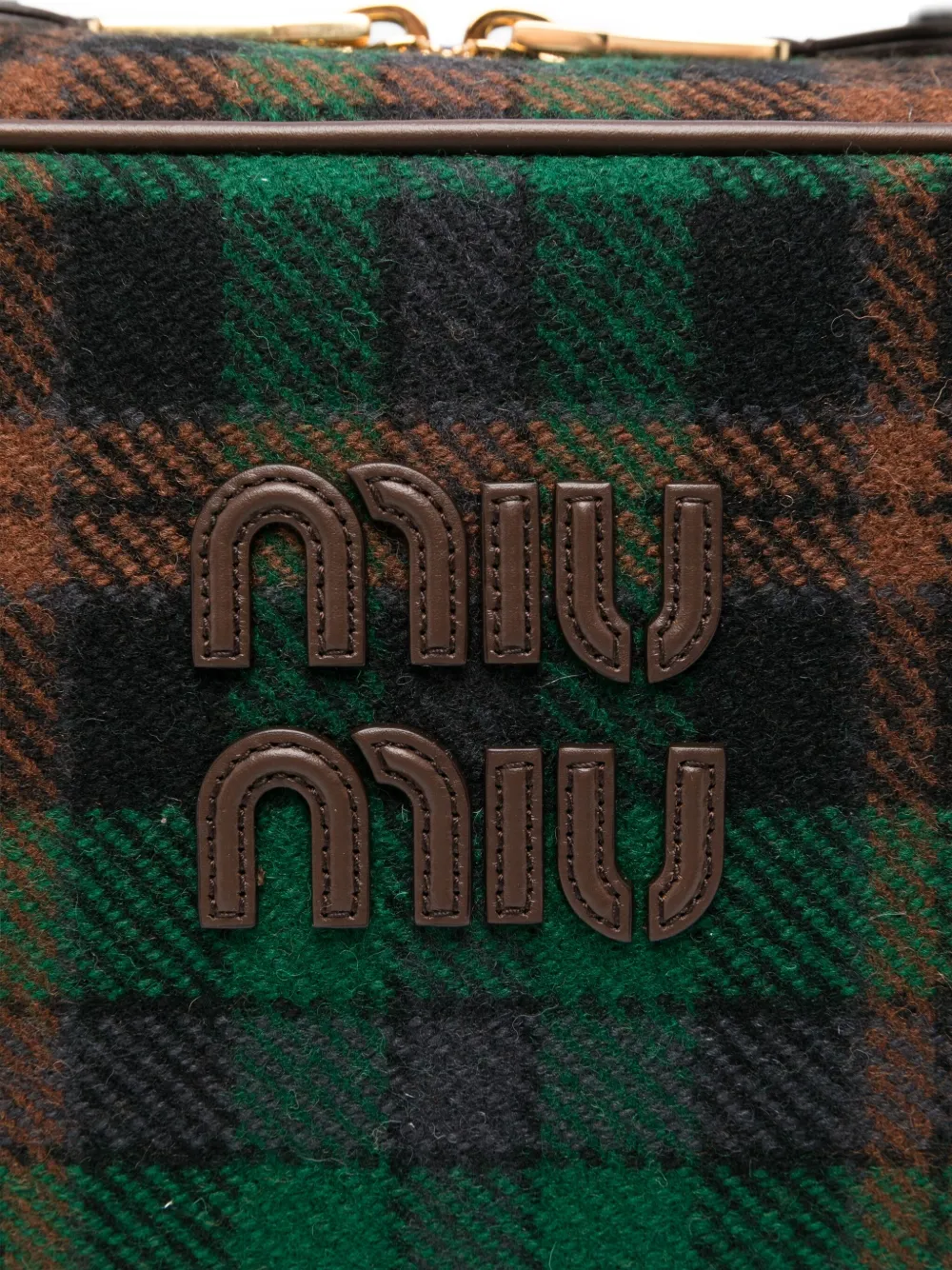 Miu Schoudertas met tartan ruit en logodetail Groen