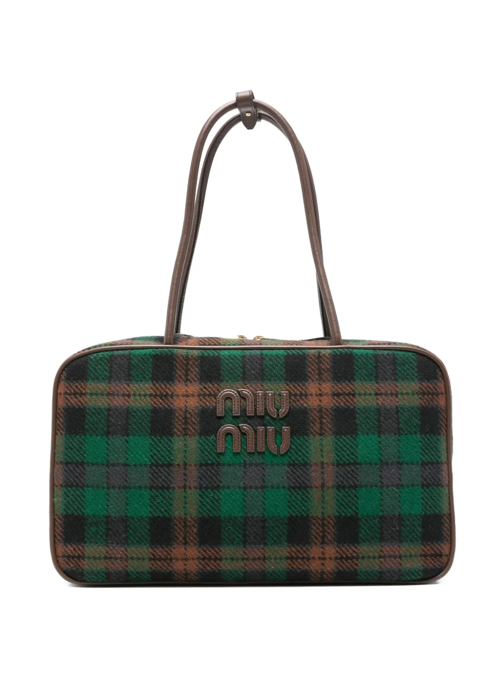 Miu Miu skotskrutig axelväska med logotypdetalj | grön | Image 1