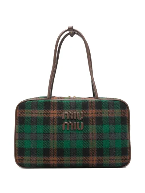 Miu Miu tartan logo-detail shoulder bag