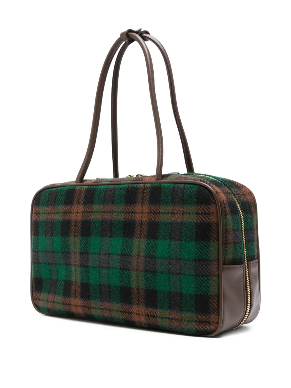 Miu Schoudertas met tartan ruit en logodetail Groen