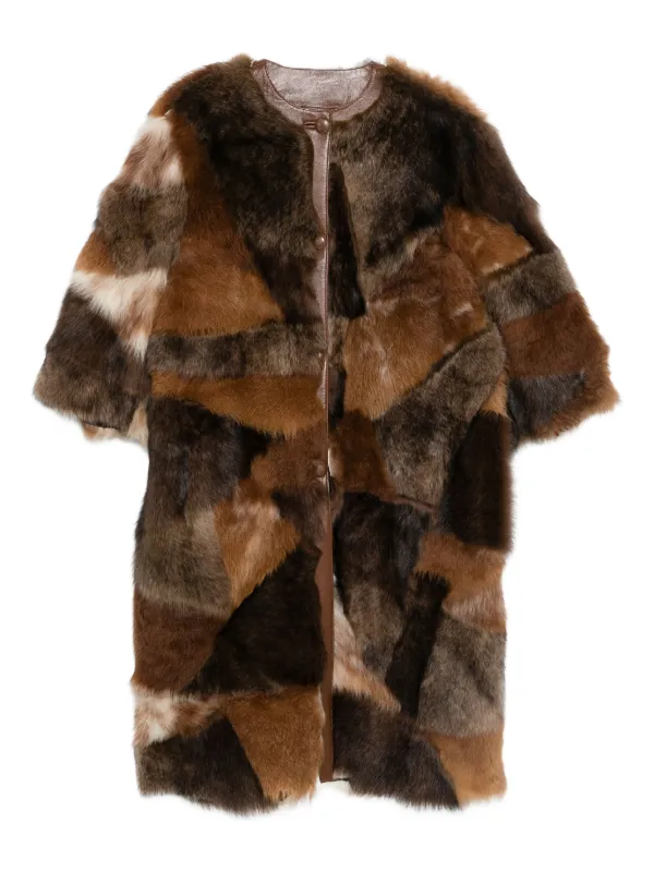 Prada Faux Fur Coat in Brown
