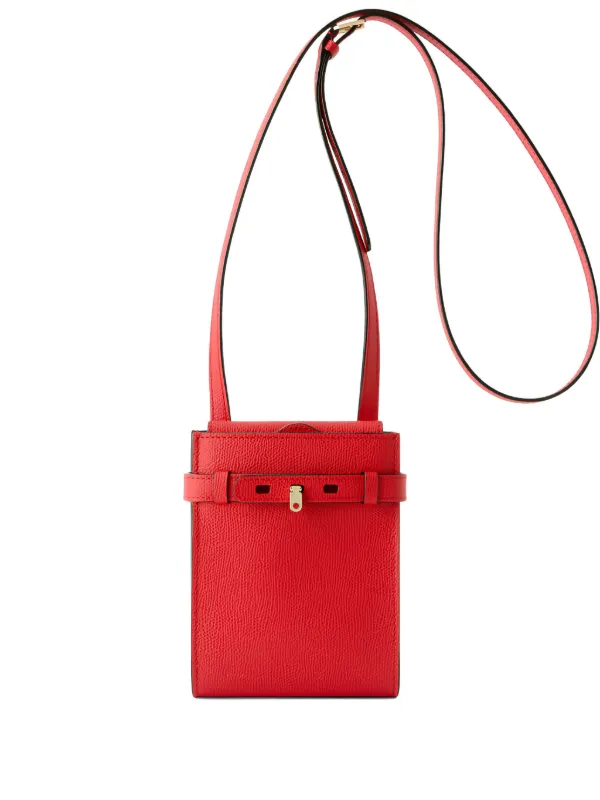 Valextra Brera B-Tracollina Belted Leather Crossbody Bag Red