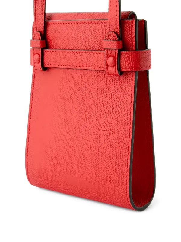 Valextra Brera B-Tracollina Belted Leather Crossbody Bag Red