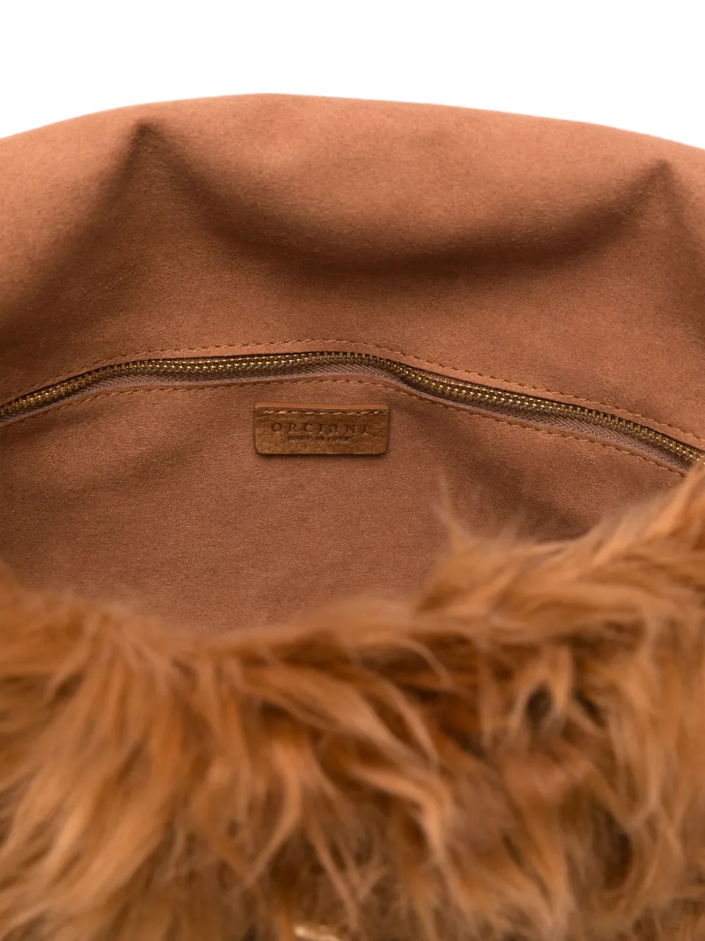 Orciani Faux-fur Shoulder Bag In Burgundy