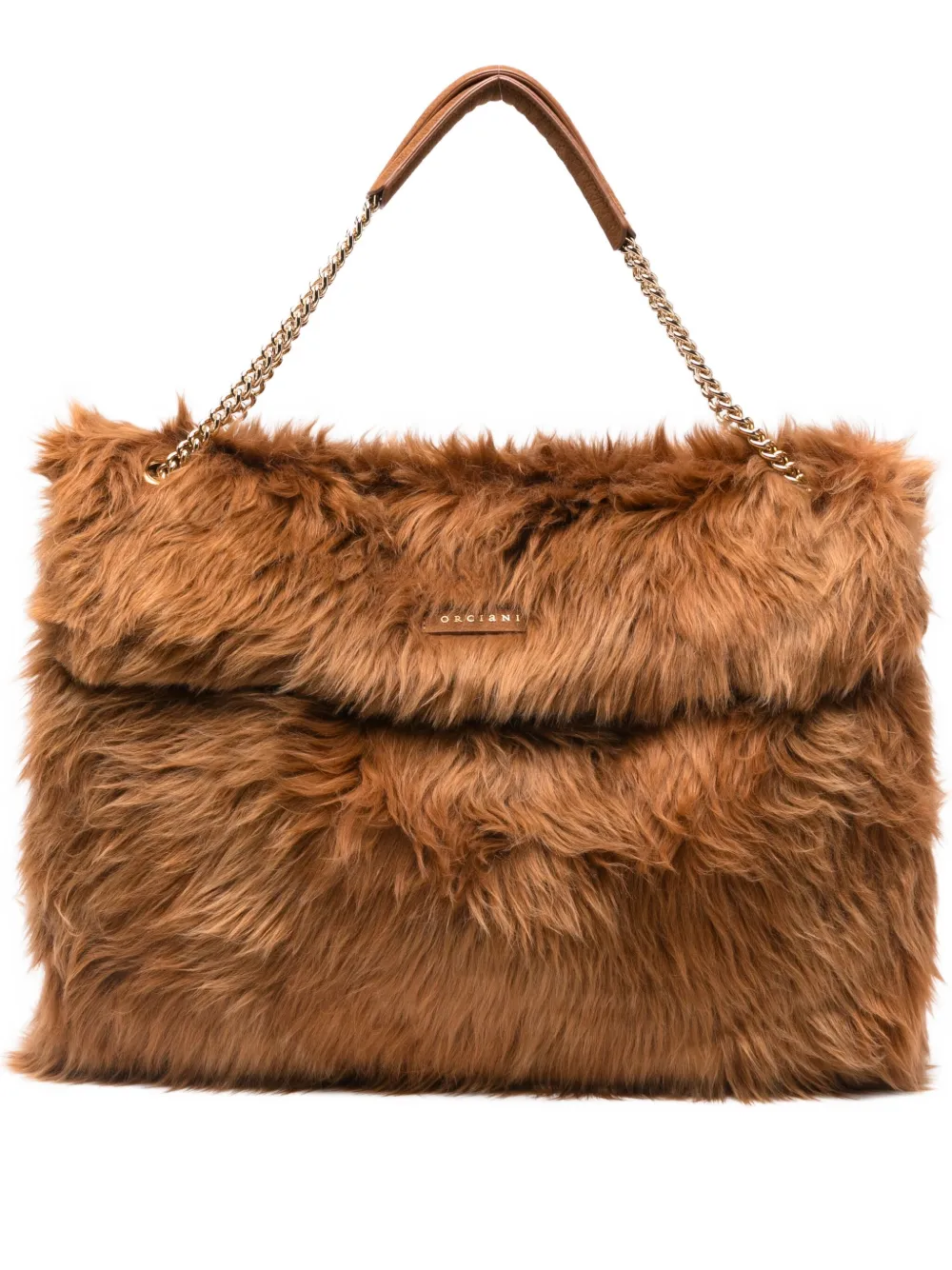 Orciani Faux-fur Shoulder Bag In Burgundy