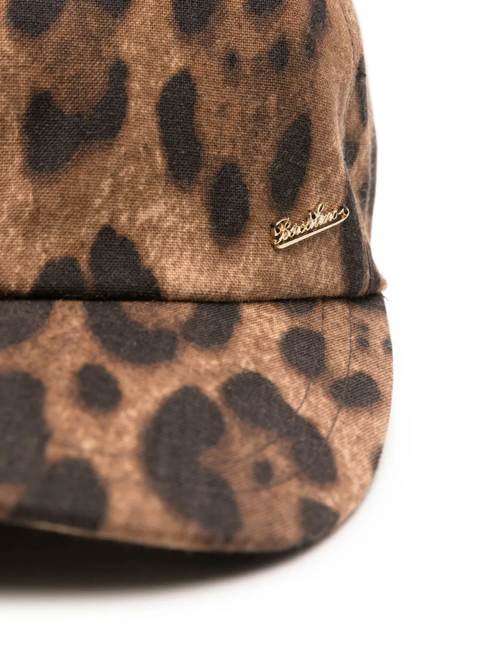 Borsalino Honkbalpet met luipaardprint Bruin