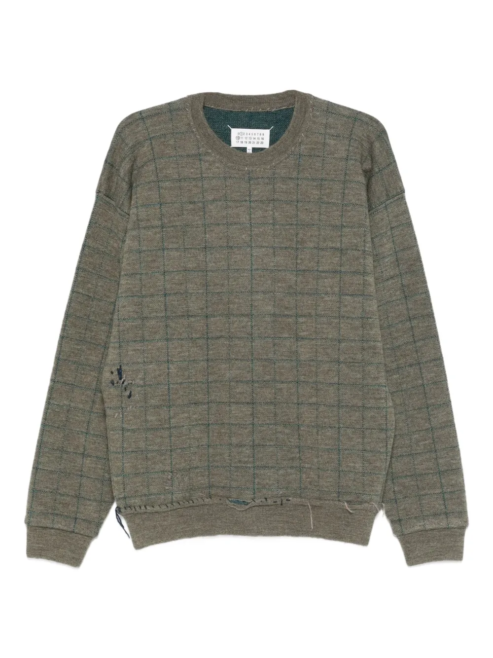 Maison Margiela check-pattern distressed sweater | Green | Image 1