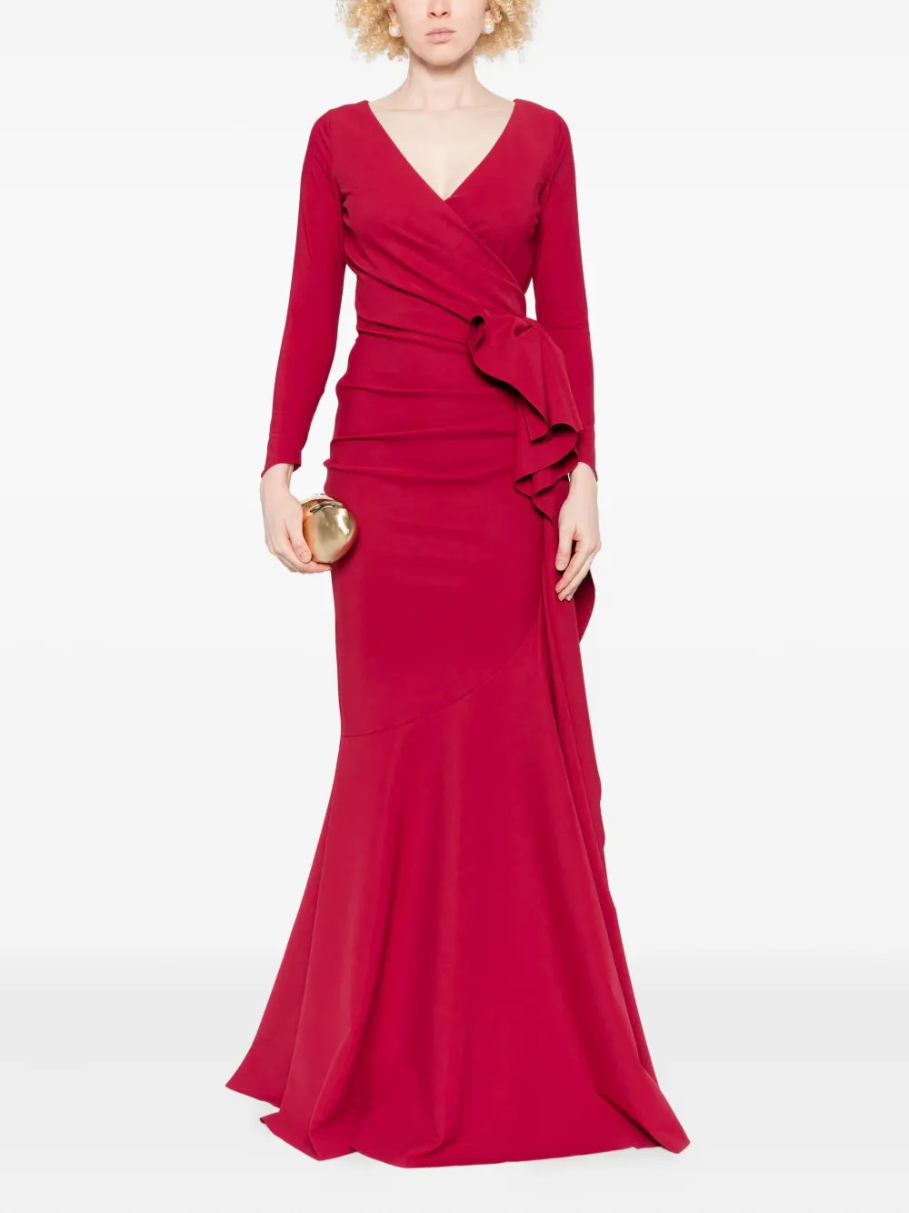CHIARA BONI La Petite Robe bow-detail ruffled maxi dress - Rood