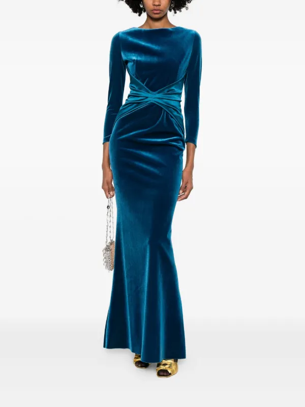 CHIARA BONI La Petite Robe Velvet Maxi Dress Blue FARFETCH PT