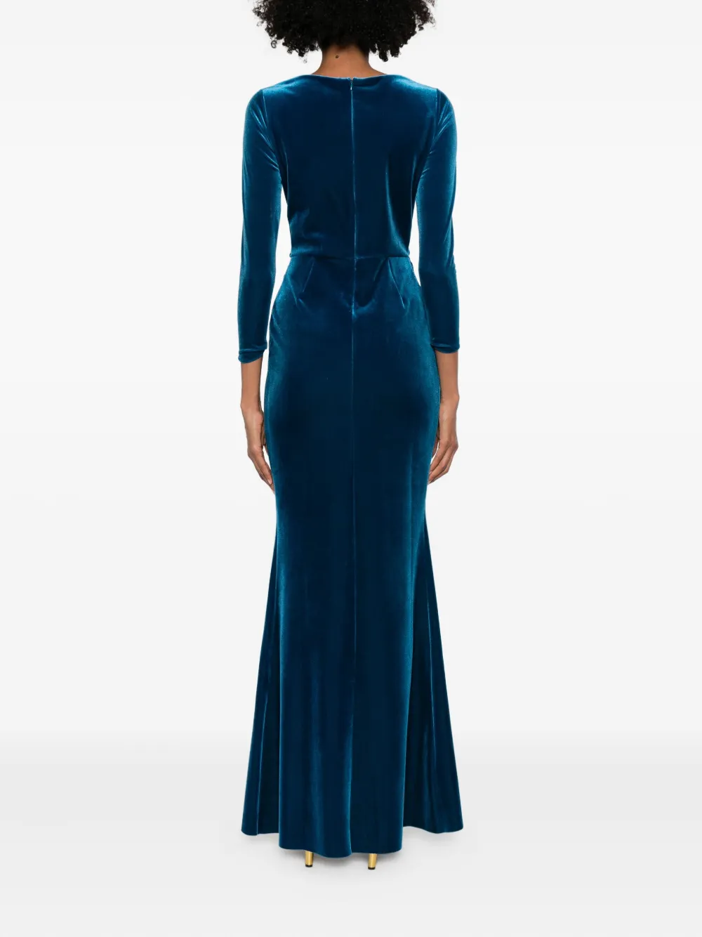 Chiara Boni La Petite Robe Jaslette Satin-embellished Velvet Mermaid Gown In Blue