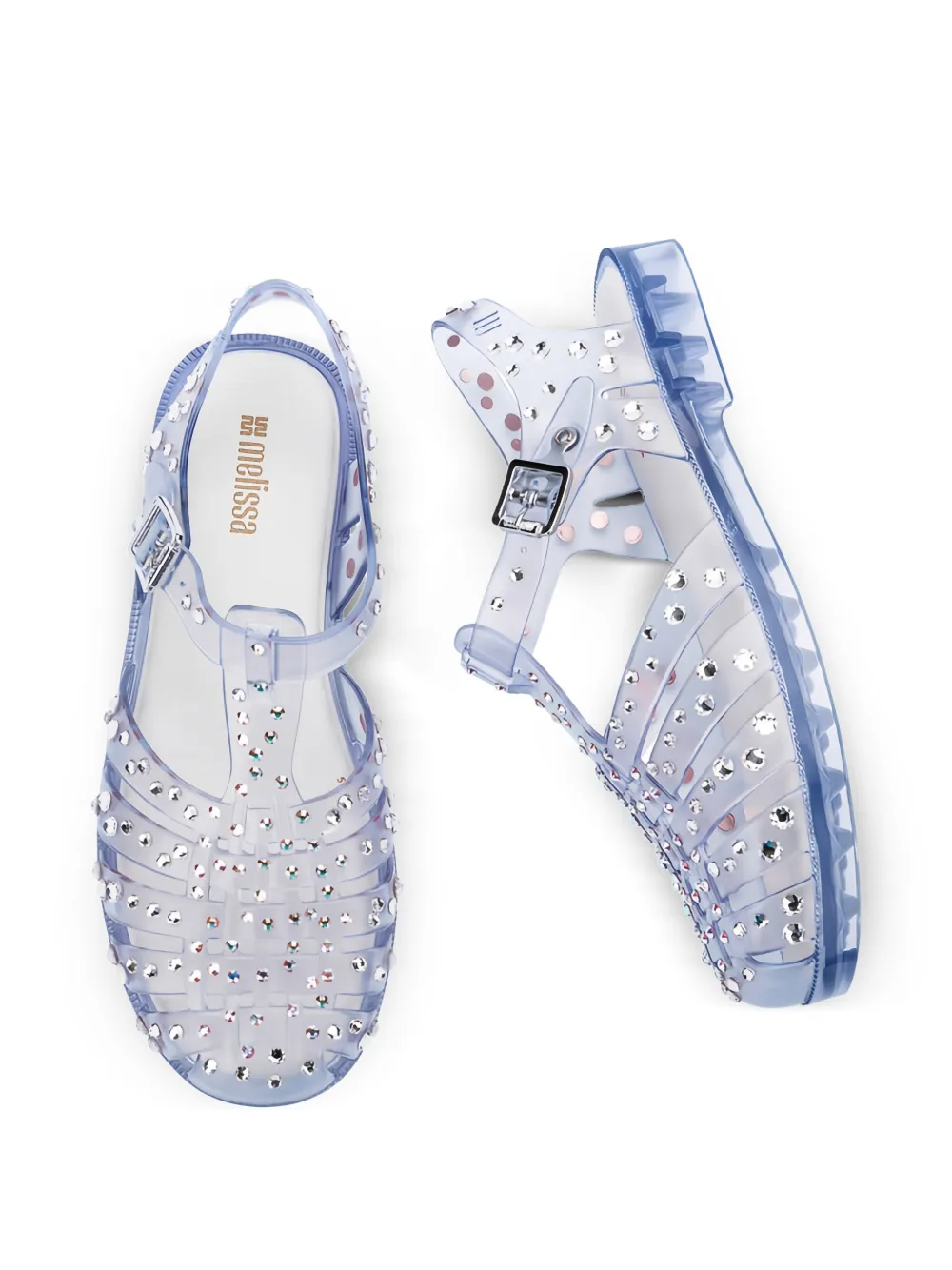 Melissa crystal-embellished jelly sandals Blue