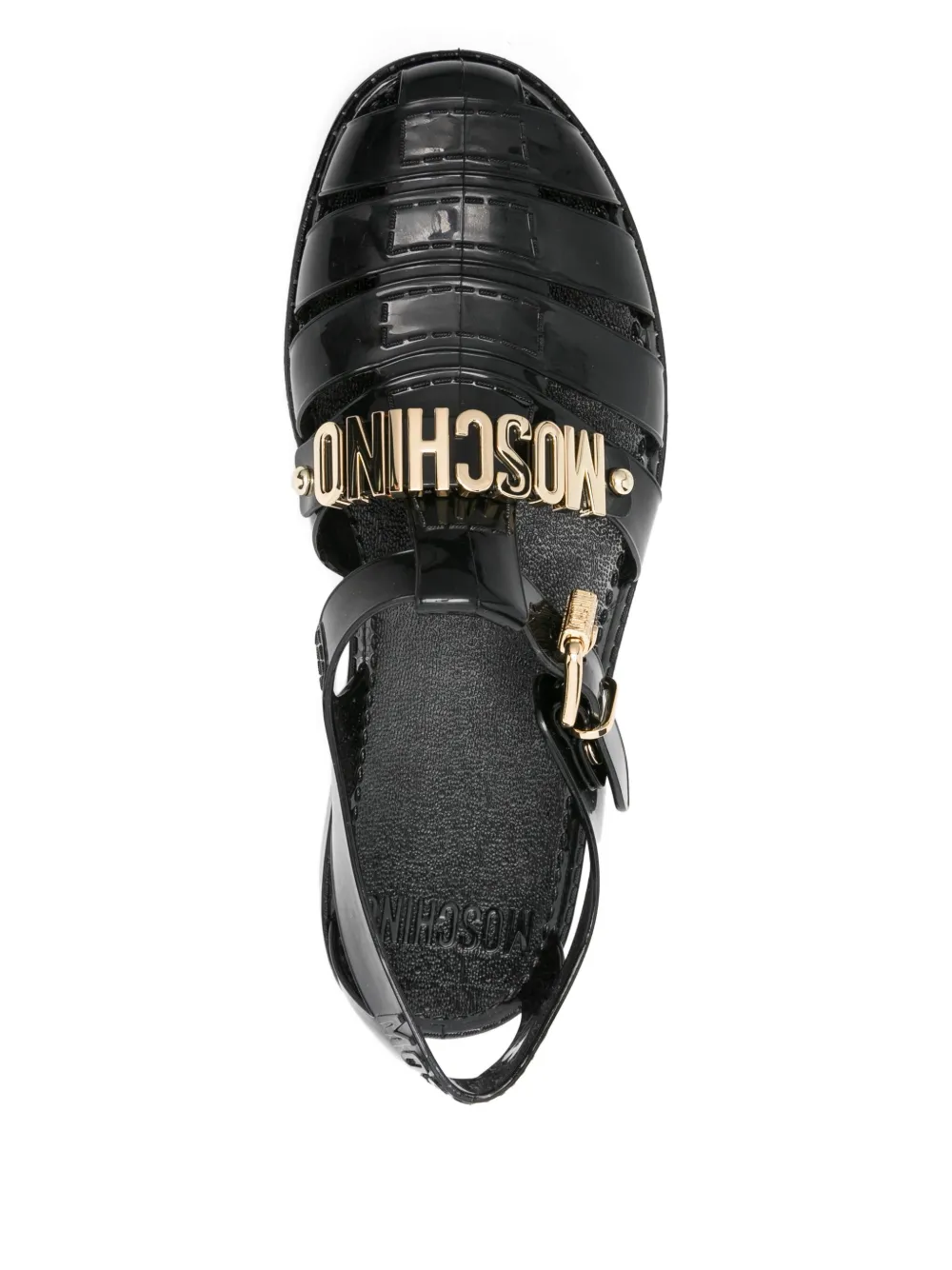 Moschino Sandalen met logoplakkaat en gesp Zwart