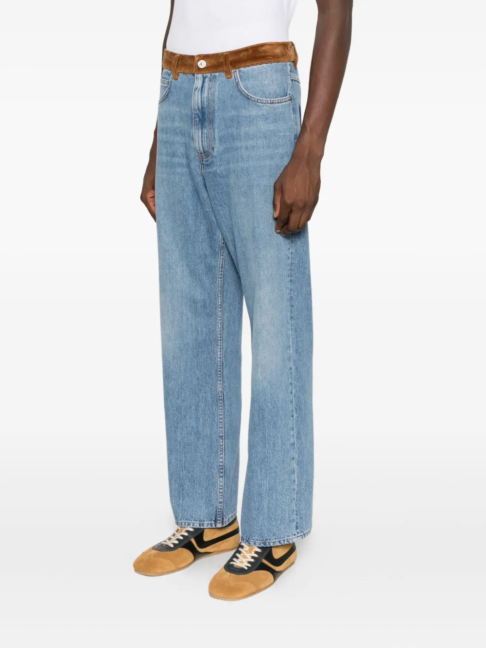 Marni Floral Appliques Trousers Contrast Waistband In Blue