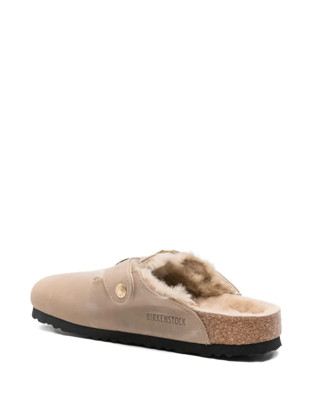 Birkenstock Boston Big Buckle Genuine Shearling Lined Clog In Neutral