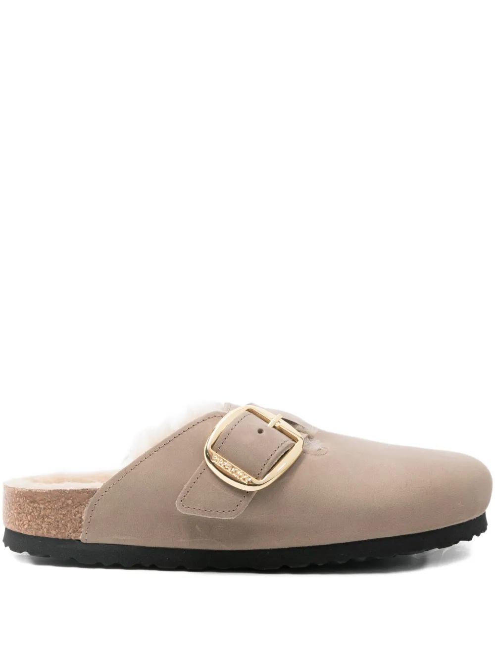 Birkenstock Boston Big Buckle Genuine Shearling Lined Clog In Neutral