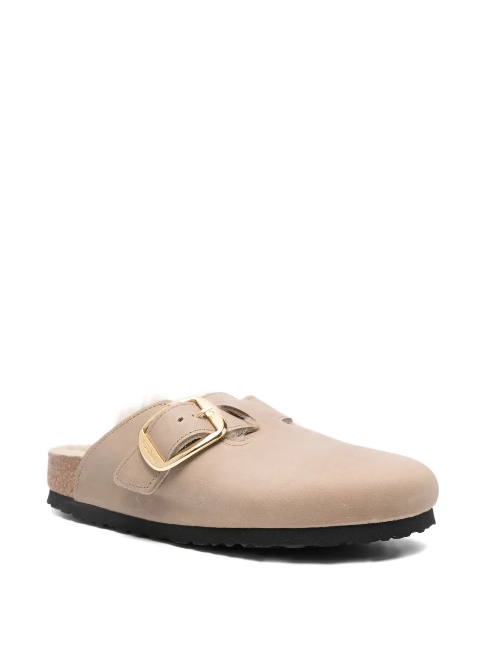Birkenstock Boston Big Buckle Genuine Shearling Lined Clog In Neutral