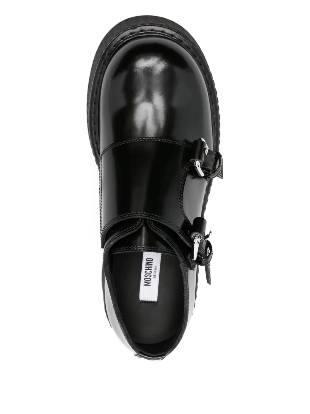 Moschino double-buckle platform shoes Black