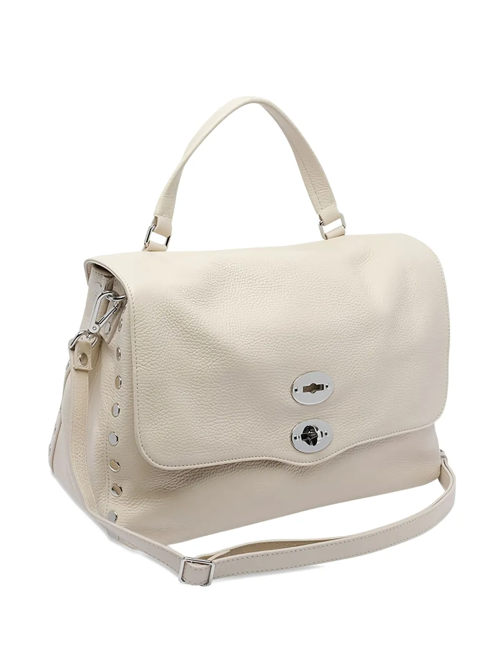Zanellato Postina® Double-fastening Leather Tote Bag In White
