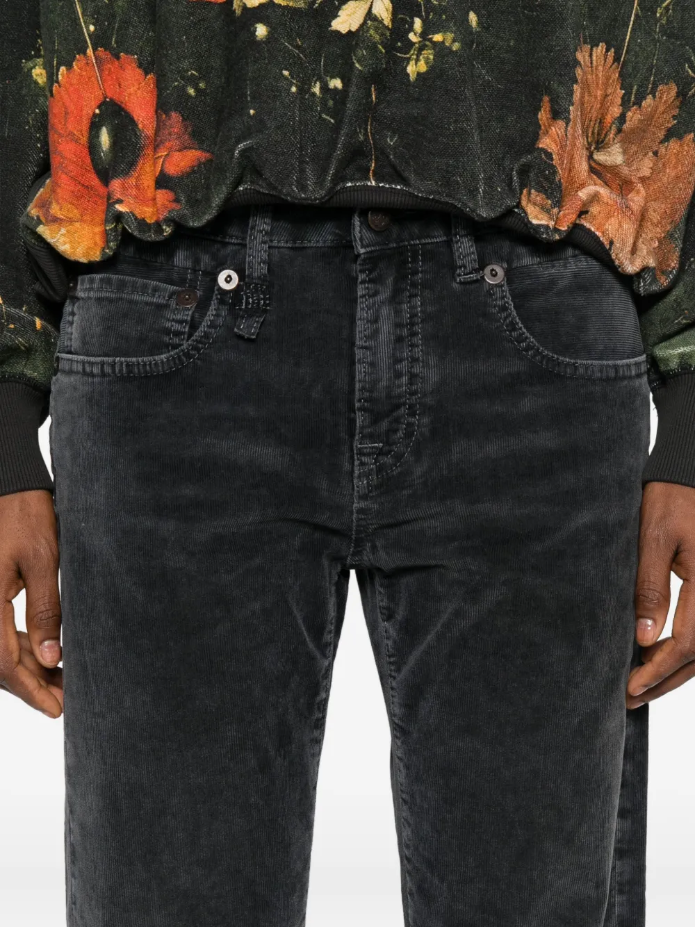 R13 Ribfluwelen jeans Zwart