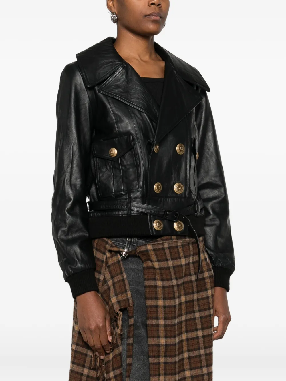  R13 Double-breasted Faux-leather Jacket - Black 