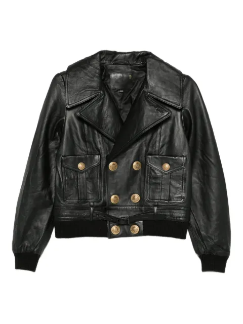 R13 double-breasted faux-leather jacket