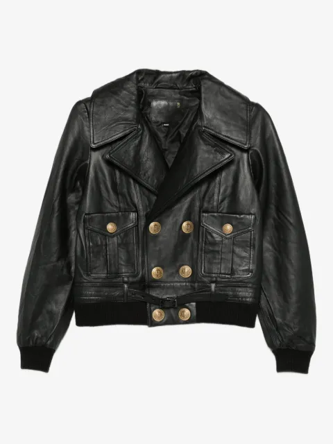 R13 double-breasted faux-leather jacket