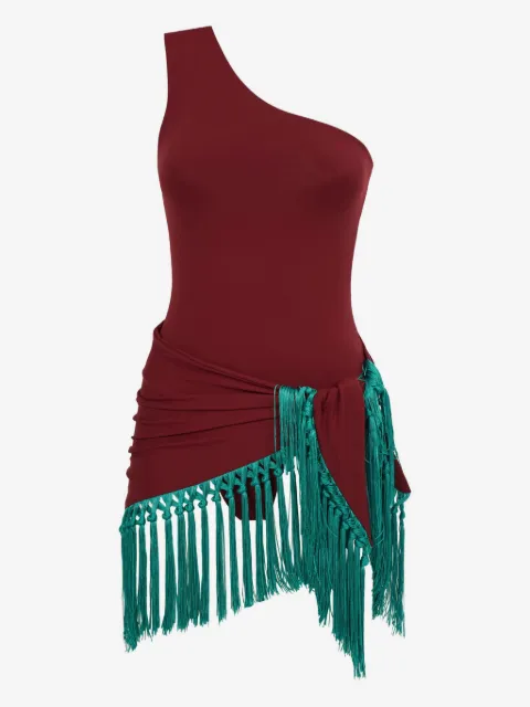 Taller Marmo Yacare one-shoulder fringe swimsuit