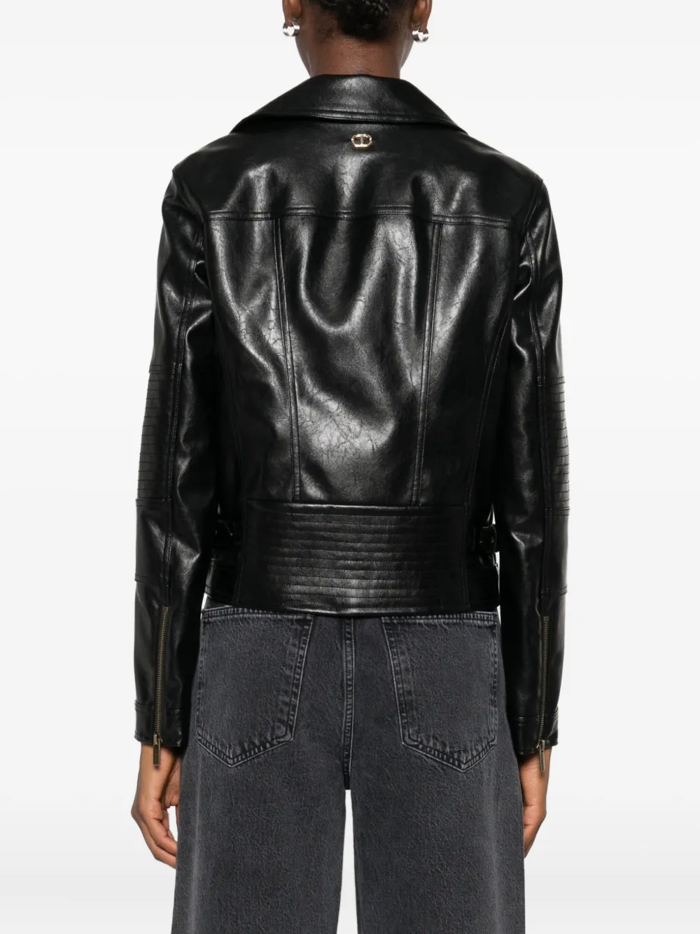 TWINSET zip-front biker jacket Zwart