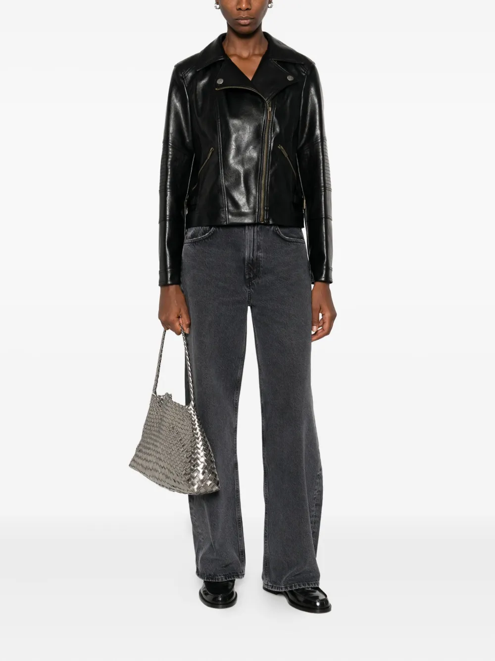 TWINSET zip-front biker jacket Zwart