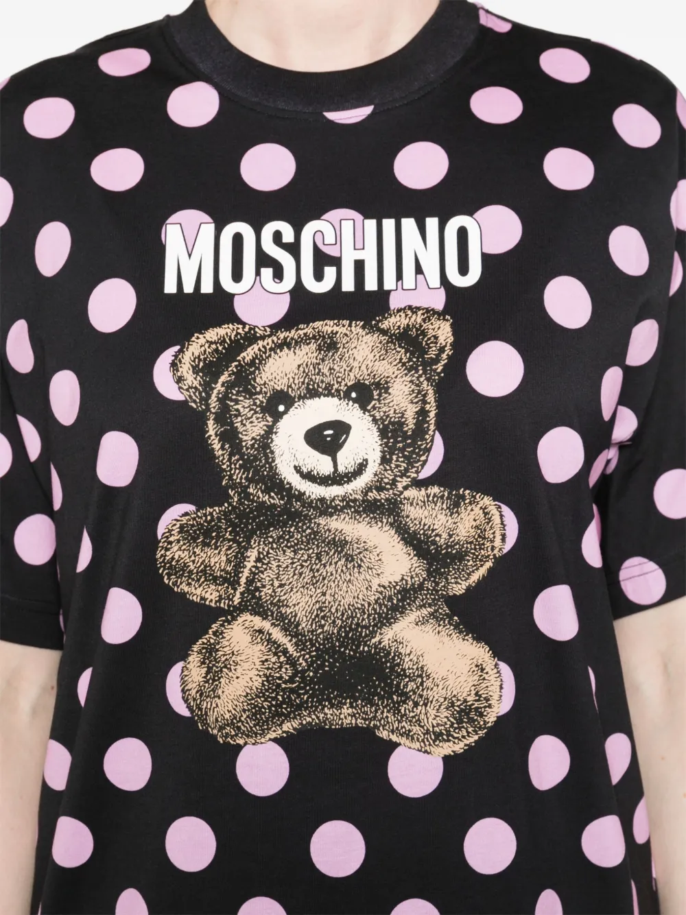 Moschino T-shirt met stippen en teddybeerprint Zwart