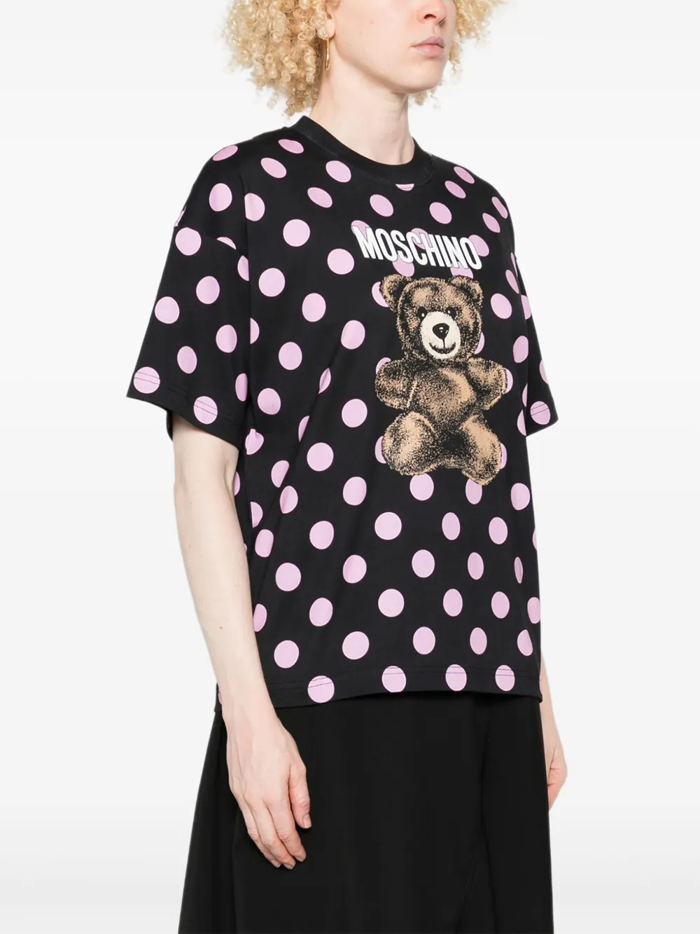 Moschino T-shirt met stippen en teddybeerprint Zwart
