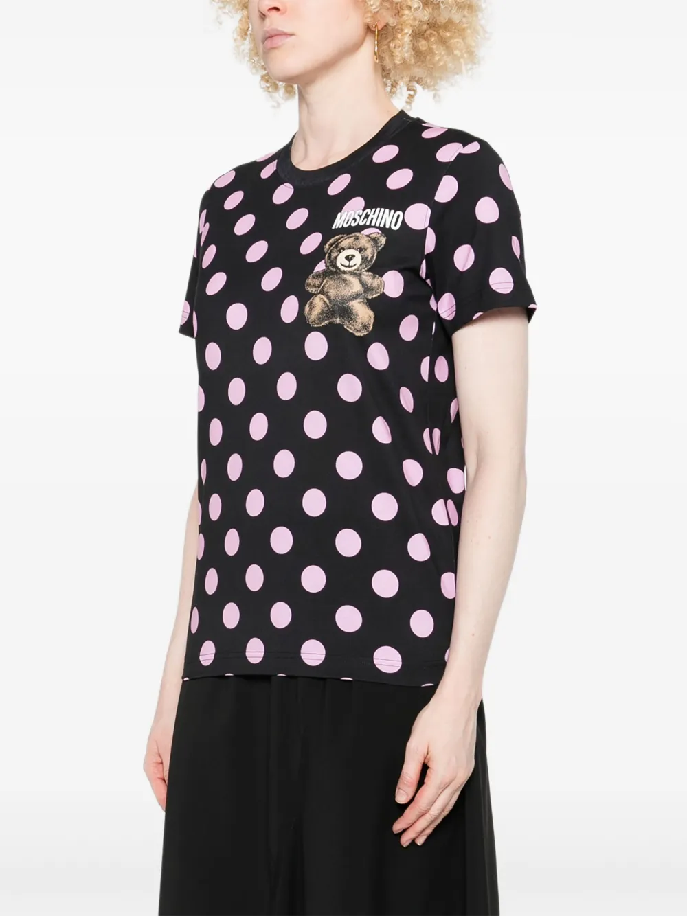 Moschino T-shirt met stippen en teddybeerprint Zwart