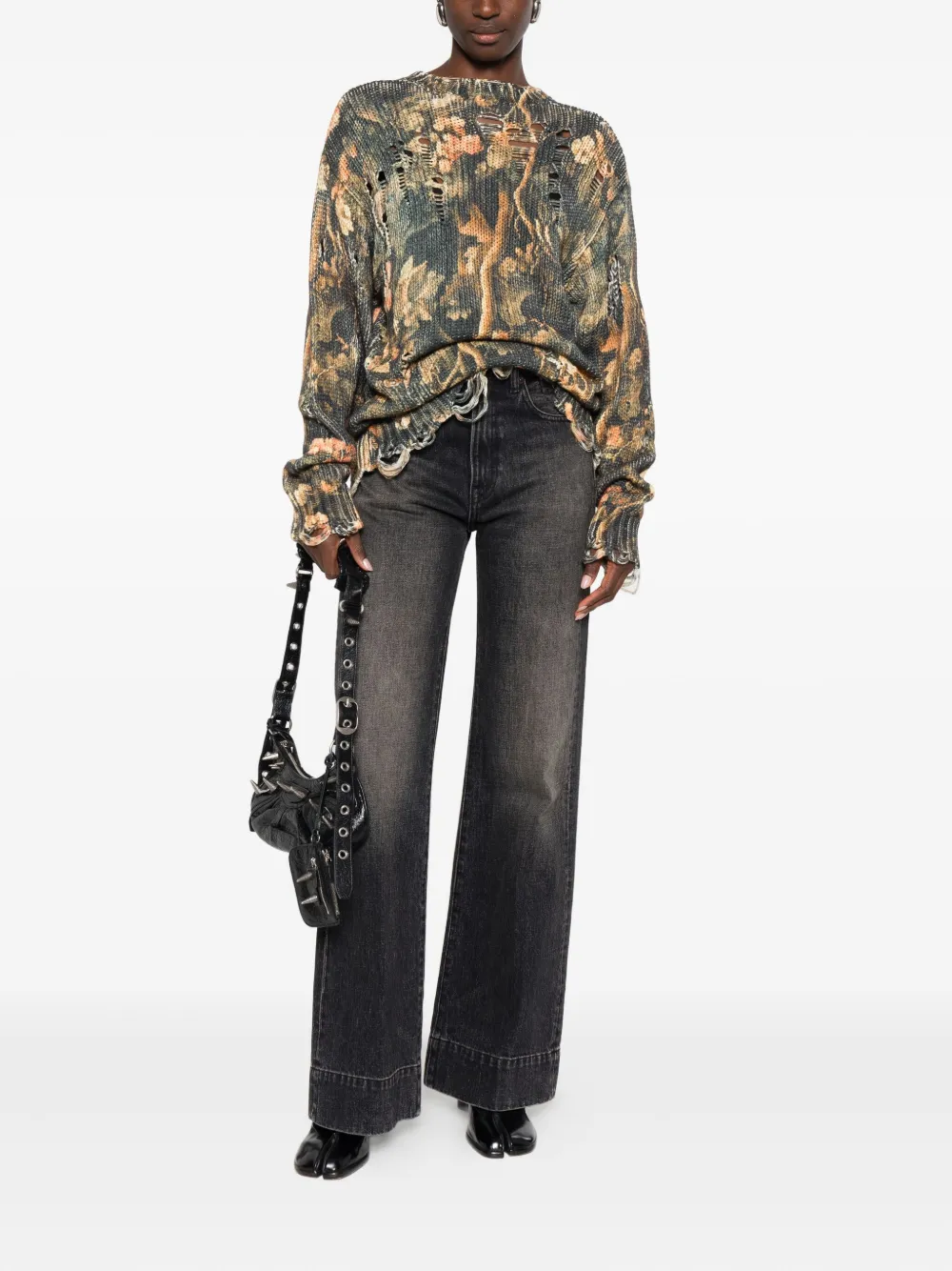 R13 Jeans met vervaagd effect - Zwart