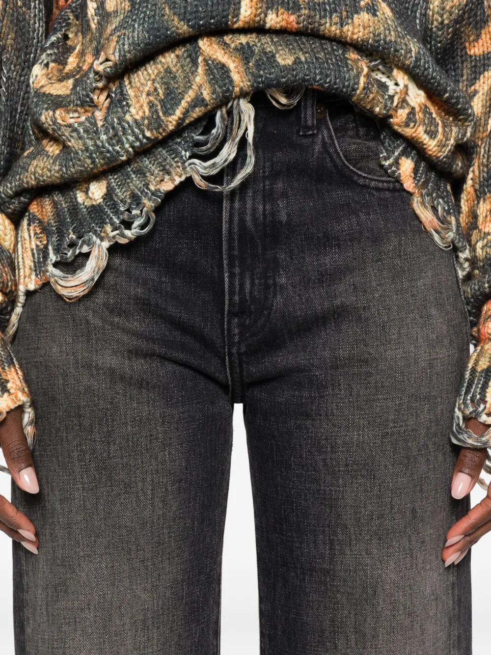 R13 Jeans met vervaagd effect Zwart